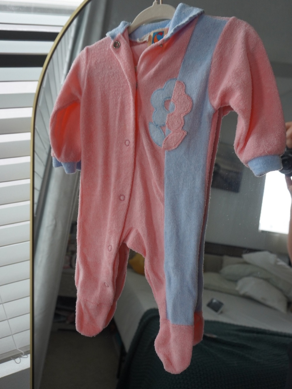 Vintage Carter’s Pink & Light Blue Baby One-Piece Footed Romper